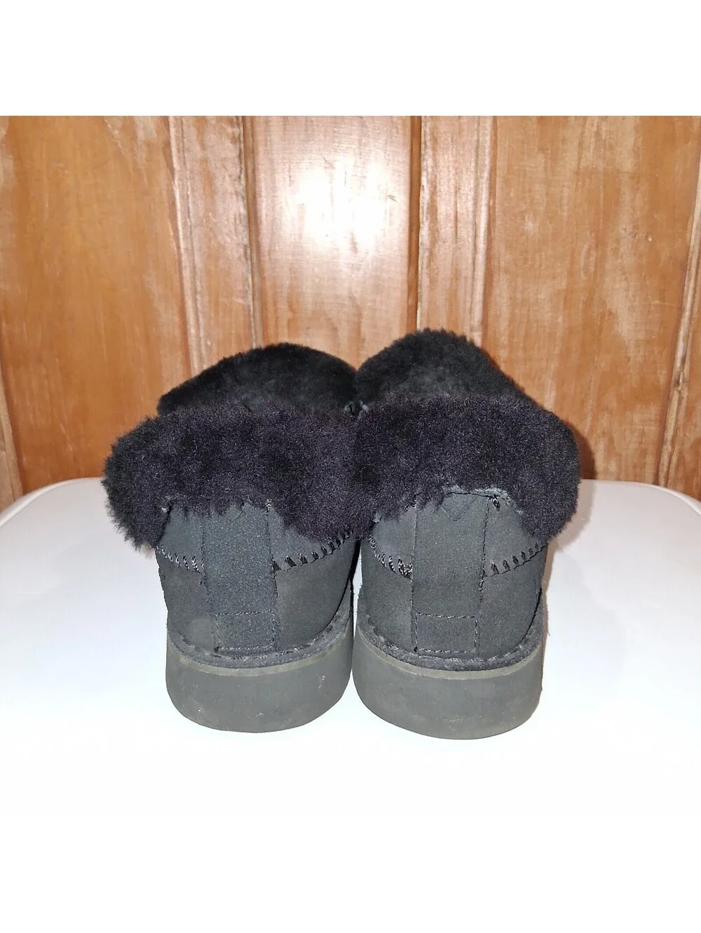 UGG McKay Black Suede Shearling Ankle Booties Cuffed Short Boots Women Size 9.5